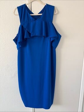 RACHEL Rachel Roy Cobalt Blue Ruffle Midi Dress